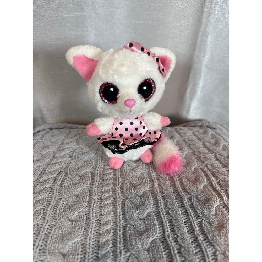 YooHoo Friends White fennec‎ fox Plush Pink Polka Dot Bow Dress Stuffed Animal